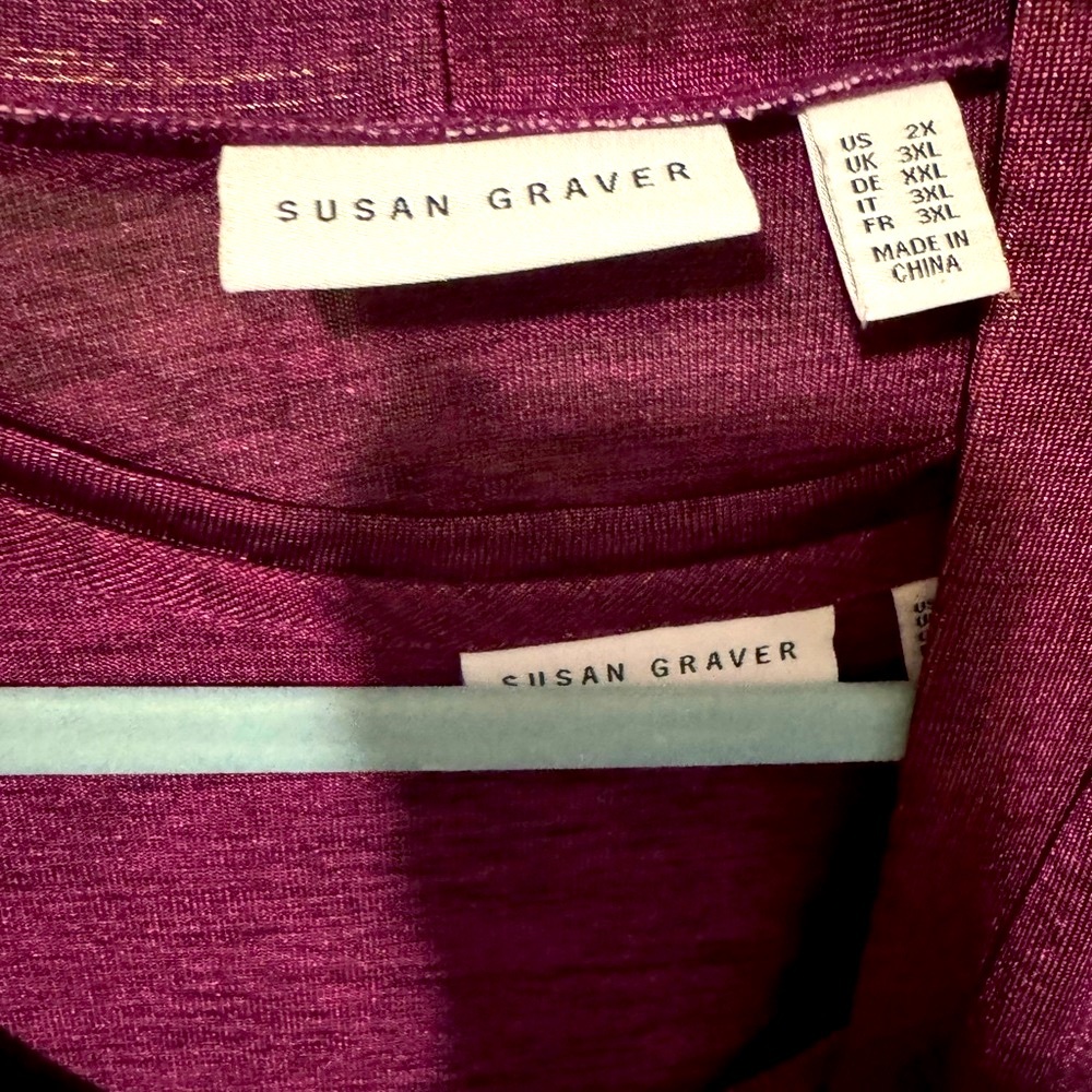 Susan Graver Deep Burgundy Cardigan and Top Set perfect condition 2x - Picture 4 of 11